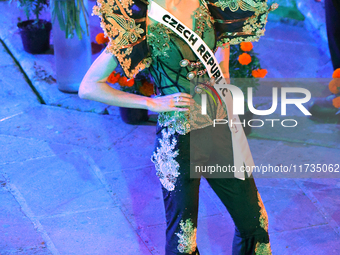 Miss Czech Republic Marie Danci walks on the runway during the Miss Universe Catrinas Gala at Antiguo Colegio de las Vizcainas in Mexico Cit...