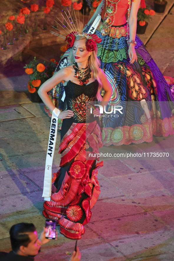 Miss Germany Pia Theissen walks on the runway during the Miss Universe Catrinas Gala at Antiguo Colegio de las Vizcainas in Mexico City, Mex...