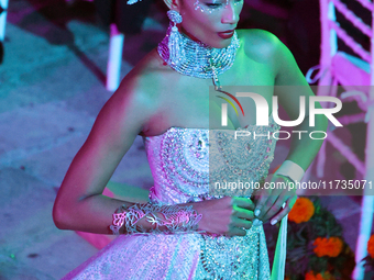 Miss U.S. Virgin Islands Stephany Andujar walks on the runway during the Miss Universe Catrinas Gala at Antiguo Colegio de las Vizcainas in...