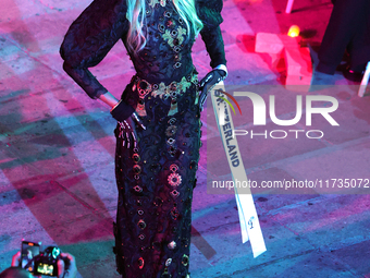 Miss Switzerland Laura Bircher walks on the runway during the Miss Universe Catrinas Gala at Antiguo Colegio de las Vizcainas in Mexico City...