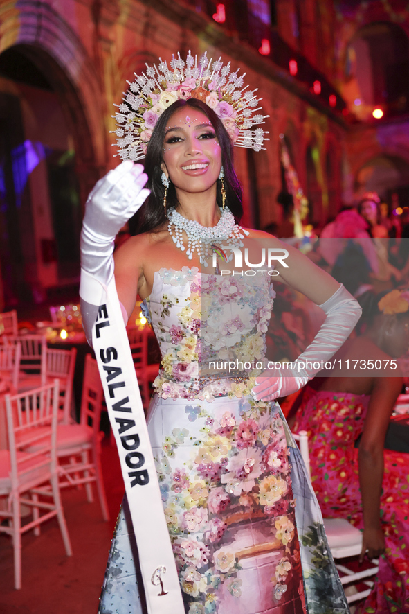 Miss El Salvador Florence Gisselle Garcia attends the Miss Universe Catrinas Gala at Antiguo Colegio de las Vizcainas in Mexico City, Mexico...