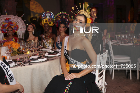 Miss Albania Franceska Rustemi attends the Miss Universe Catrinas Gala at Antiguo Colegio de las Vizcainas in Mexico City, Mexico, on Novemb...