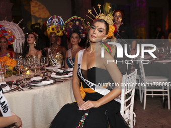 Miss Albania Franceska Rustemi attends the Miss Universe Catrinas Gala at Antiguo Colegio de las Vizcainas in Mexico City, Mexico, on Novemb...