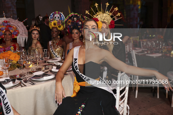 Miss Albania Franceska Rustemi attends the Miss Universe Catrinas Gala at Antiguo Colegio de las Vizcainas in Mexico City, Mexico, on Novemb...