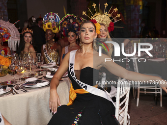 Miss Albania Franceska Rustemi attends the Miss Universe Catrinas Gala at Antiguo Colegio de las Vizcainas in Mexico City, Mexico, on Novemb...