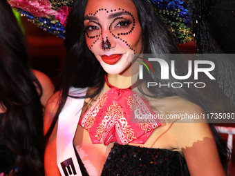 Miss Egypt Logina Salah attends the Miss Universe Catrinas Gala at Antiguo Colegio de las Vizcainas in Mexico City, Mexico, on November 1, 2...