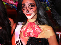 Miss Egypt Logina Salah attends the Miss Universe Catrinas Gala at Antiguo Colegio de las Vizcainas in Mexico City, Mexico, on November 1, 2...