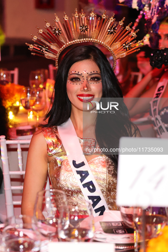 Miss Japan Kaya Chakrabortty attends the Miss Universe Catrinas Gala at Antiguo Colegio de las Vizcainas in Mexico City, Mexico, on November...