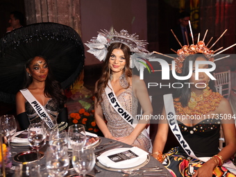 (L-R) Miss Philippines Chelsea Anne Manalo, Miss Estonia Valeria Vasilieva, and Miss Guyana Ariana Blaize attend the Miss Universe Catrinas...