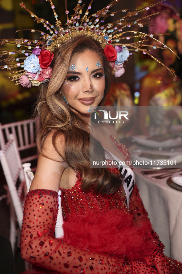 Miss Guatemala Ana Gabriela Villanueva Jolon attends the Miss Universe Catrinas Gala at Antiguo Colegio de las Vizcainas in Mexico City, Mex...