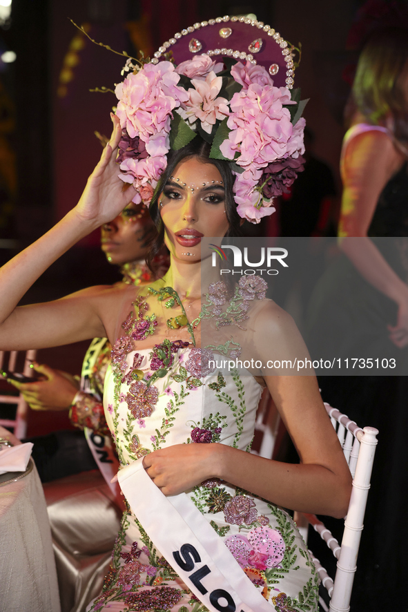 Miss Slovakia Petra Sivakova attends the Miss Universe Catrinas Gala at Antiguo Colegio de las Vizcainas in Mexico City, Mexico, on November...