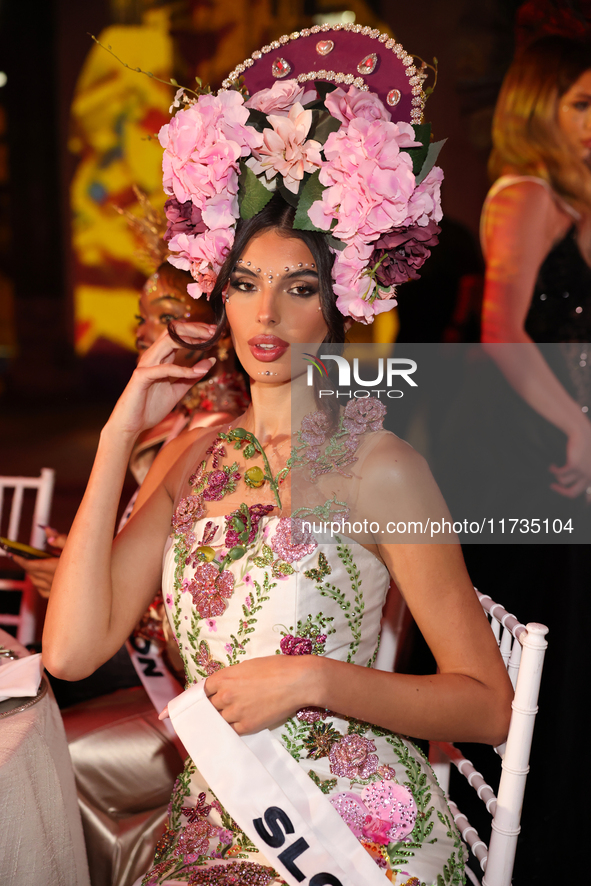 Miss Slovakia Petra Sivakova attends the Miss Universe Catrinas Gala at Antiguo Colegio de las Vizcainas in Mexico City, Mexico, on November...