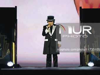 Renato Zero performs live during his ''Autoritratto Tour'' at Palasele in Eboli, Italy, on November 2, 2024. (