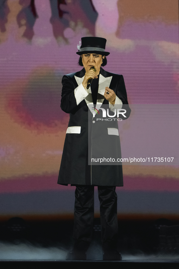 Renato Zero performs live during his ''Autoritratto Tour'' at Palasele in Eboli, Italy, on November 2, 2024. 