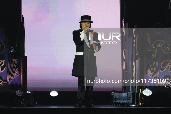 Renato Zero performs live during his ''Autoritratto Tour'' at Palasele in Eboli, Italy, on November 2, 2024. 