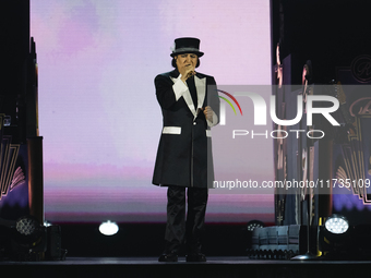 Renato Zero performs live during his ''Autoritratto Tour'' at Palasele in Eboli, Italy, on November 2, 2024. (