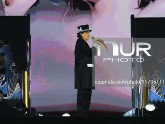 Renato Zero performs live during his ''Autoritratto Tour'' at Palasele in Eboli, Italy, on November 2, 2024. (