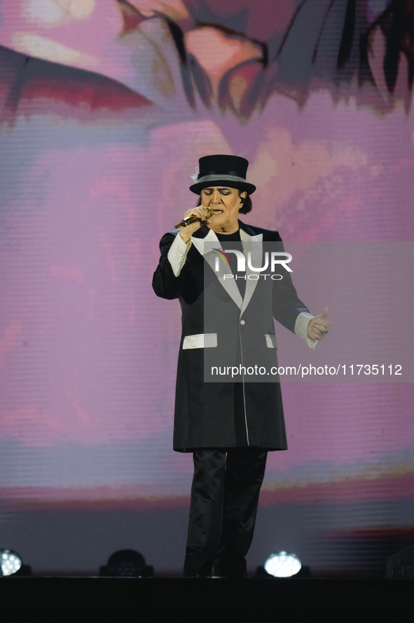 Renato Zero performs live during his ''Autoritratto Tour'' at Palasele in Eboli, Italy, on November 2, 2024. 