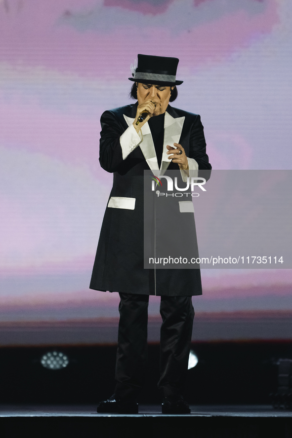 Renato Zero performs live during his ''Autoritratto Tour'' at Palasele in Eboli, Italy, on November 2, 2024. 