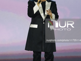 Renato Zero performs live during his ''Autoritratto Tour'' at Palasele in Eboli, Italy, on November 2, 2024. (