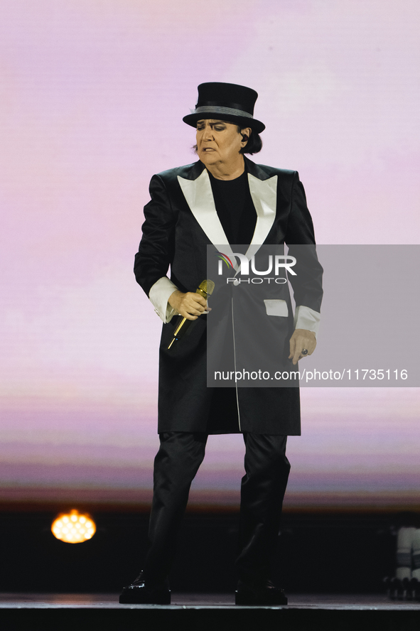 Renato Zero performs live during his ''Autoritratto Tour'' at Palasele in Eboli, Italy, on November 2, 2024. 