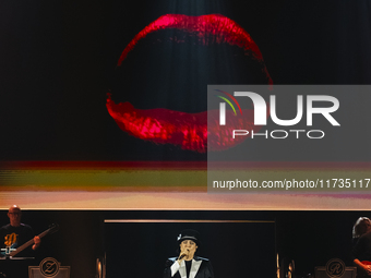 Renato Zero performs live during his ''Autoritratto Tour'' at Palasele in Eboli, Italy, on November 2, 2024. (