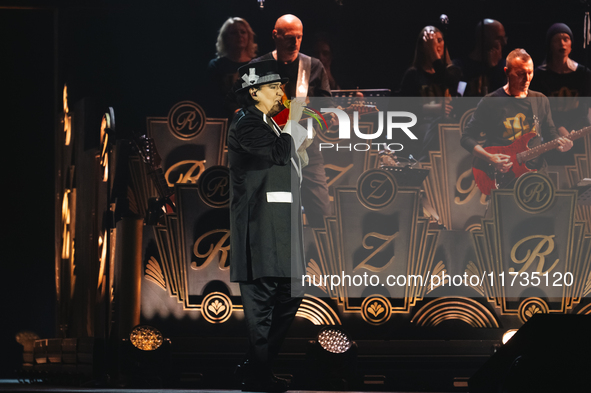 Renato Zero performs live during his ''Autoritratto Tour'' at Palasele in Eboli, Italy, on November 2, 2024. 