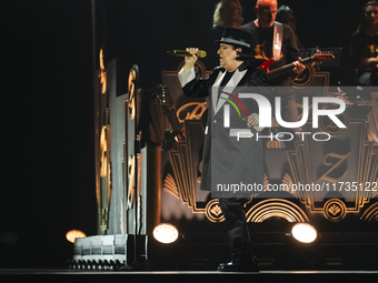 Renato Zero performs live during his ''Autoritratto Tour'' at Palasele in Eboli, Italy, on November 2, 2024. (