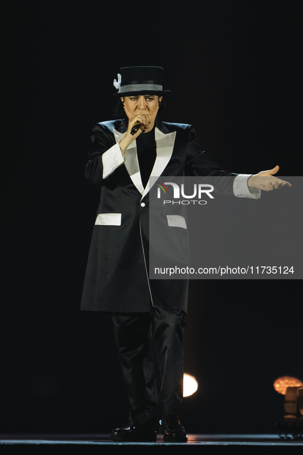 Renato Zero performs live during his ''Autoritratto Tour'' at Palasele in Eboli, Italy, on November 2, 2024. 