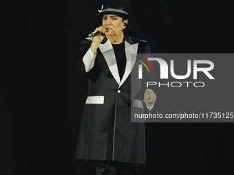 Renato Zero performs live during his ''Autoritratto Tour'' at Palasele in Eboli, Italy, on November 2, 2024. (