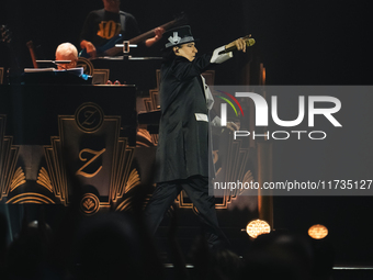 Renato Zero performs live during his ''Autoritratto Tour'' at Palasele in Eboli, Italy, on November 2, 2024. (