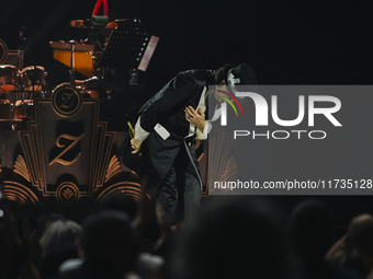 Renato Zero performs live during his ''Autoritratto Tour'' at Palasele in Eboli, Italy, on November 2, 2024. (