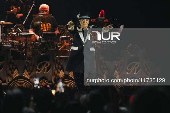 Renato Zero performs live during his ''Autoritratto Tour'' at Palasele in Eboli, Italy, on November 2, 2024. 