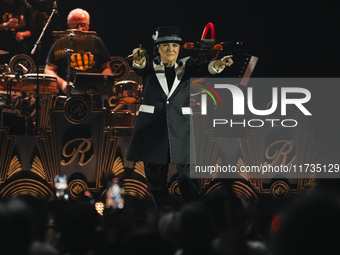 Renato Zero performs live during his ''Autoritratto Tour'' at Palasele in Eboli, Italy, on November 2, 2024. (