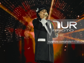 Renato Zero performs live during his ''Autoritratto Tour'' at Palasele in Eboli, Italy, on November 2, 2024. (