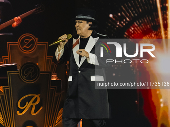 Renato Zero performs live during his ''Autoritratto Tour'' at Palasele in Eboli, Italy, on November 2, 2024. (