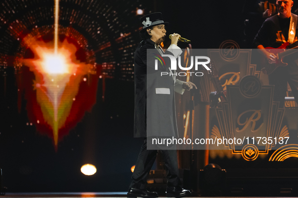 Renato Zero performs live during his ''Autoritratto Tour'' at Palasele in Eboli, Italy, on November 2, 2024. 