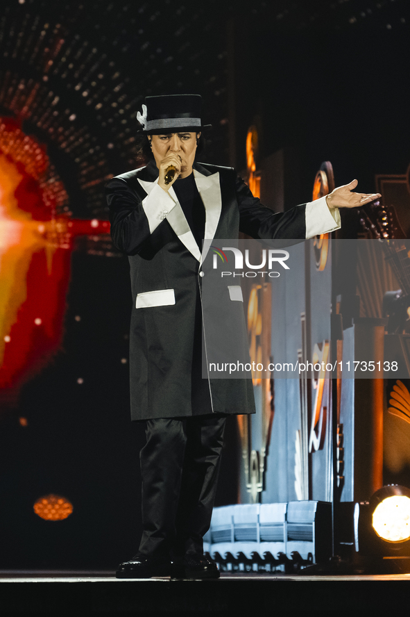 Renato Zero performs live during his ''Autoritratto Tour'' at Palasele in Eboli, Italy, on November 2, 2024. 