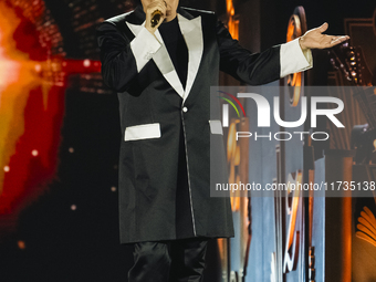 Renato Zero performs live during his ''Autoritratto Tour'' at Palasele in Eboli, Italy, on November 2, 2024. (