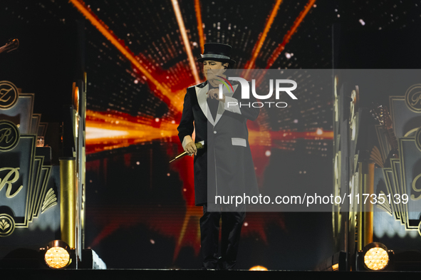 Renato Zero performs live during his ''Autoritratto Tour'' at Palasele in Eboli, Italy, on November 2, 2024. 