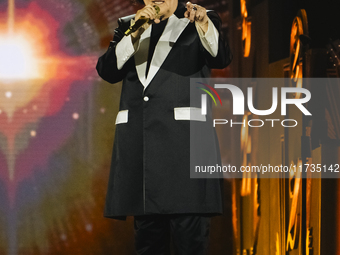 Renato Zero performs live during his ''Autoritratto Tour'' at Palasele in Eboli, Italy, on November 2, 2024. (