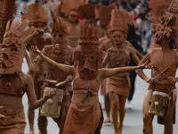 Participants take part in the 2024 Annual Day of the Dead Mega Parade on Reforma Avenue, with a route from Chapultepec to the main square Zo...