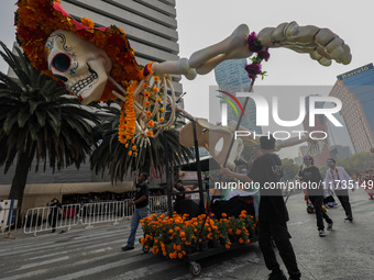 Participants take part in the 2024 Annual Day of the Dead Mega Parade on Reforma Avenue, with a route from Chapultepec to the main square Zo...