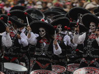 Participants take part in the 2024 Annual Day of the Dead Mega Parade on Reforma Avenue, with a route from Chapultepec to the main square Zo...