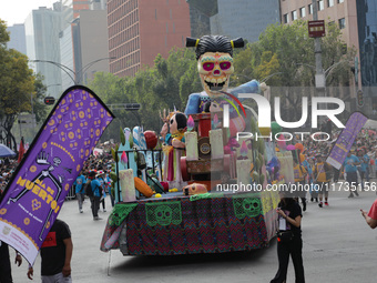 Participants take part in the 2024 Annual Day of the Dead Mega Parade on Reforma Avenue, with a route from Chapultepec to the main square Zo...