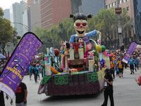 Participants take part in the 2024 Annual Day of the Dead Mega Parade on Reforma Avenue, with a route from Chapultepec to the main square Zo...