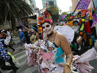 Participants take part in the 2024 Annual Day of the Dead Mega Parade on Reforma Avenue, with a route from Chapultepec to the main square Zo...