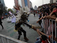 Participants take part in the 2024 Annual Day of the Dead Mega Parade on Reforma Avenue, with a route from Chapultepec to the main square Zo...