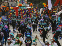 Participants take part in the 2024 Annual Day of the Dead Mega Parade on Reforma Avenue, with a route from Chapultepec to the main square Zo...