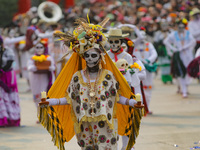 Participants take part in the 2024 Annual Day of the Dead Mega Parade on Reforma Avenue, with a route from Chapultepec to the main square Zo...